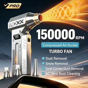 Turbo Jet Fan Compressed Air Duster, Electric Air Duster, Rechargeable Cordless Air Blower with LED Display, 4-Speed Portable Mini Blower for Car Detailing, Computer, PC, Keyboard Cleaning, Home & Outdoor Use, Father's Day Gift