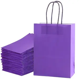 Kraft Paper Bag, 24pcs/set Reusable Gift Bag with Handle, Gift Wrapping Supplies for Birthday Wedding Party, Party Favor Bag