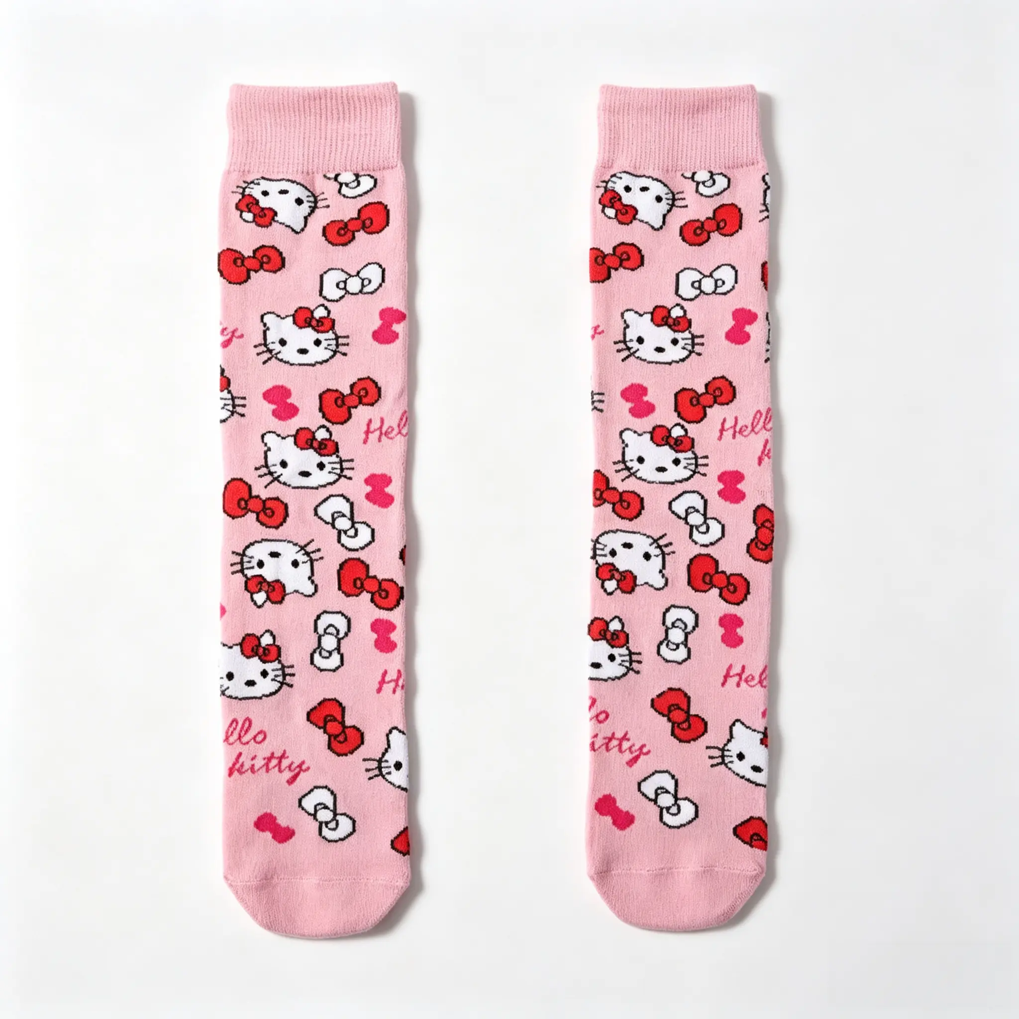 Sanrio Hello Kitty Socks Soft Breathable Cotton Cute Cartoon Printed Crew Hosiery Casual Daily Wear Novelty Socks Gift for Girls Teens
