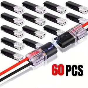 Double-Wire Plug-in Connectors for LED Strip Lights 2 Pin Design Low Voltage Wire Connectors with Locking Buckle Fast Connect Plugs for Efficient Lighting 60/120 PCS