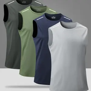 Pack of 4 — Summer Sleeveless Sports Tank Tops, Quick-Dry Reflective Shoulder Straps, Breathable and Comfortable Outdoor Fitness Essential