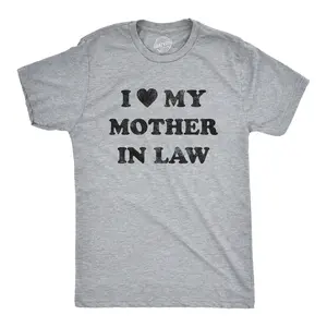 Mens I Love My Mother In Law T Shirt Funny Family Tee Mens Funny T Shirts Cool Vintage Fashion T-Shirt Gift Classic Menswear Mother's Day Apparel for Men Funny Sarcastic Short Sleeve Novelty Tees for Guys Light Grey