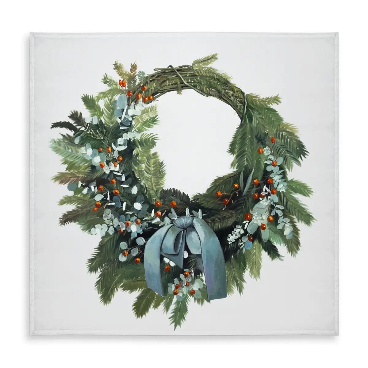 360 Stand Elegant Traditional Green Rustic Christmas Wreath Kitchen Tablecloth - 58x58", Festive Dining, Holiday Charm, Water and Mildew Resistant, Indoor-Outdoor Home Textile Decoration, C1TC5858TEDKG5, Christmas Decorations