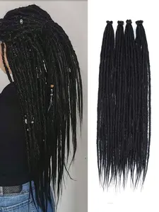 Extensions Braiding Hair 4 Pack(40Strands) Thin 0.6cm Dreadlock Handmade Hip-Hop Style Dreadlocks Extensions 18inch Synthetic Hair Extension