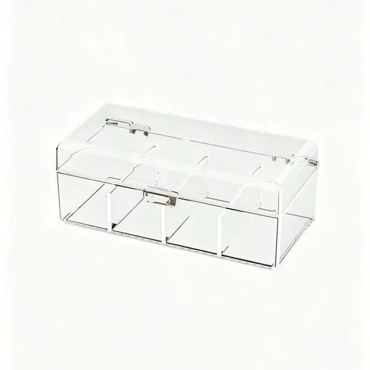 Acrylic Makeup Brush Organizer Box, Breathable Sponge Holder with Compartments, Ideal for Necklaces, Hair Clips, Desk Jewelry, Cables, Cards