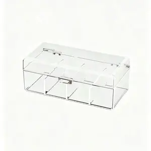 Acrylic Makeup Brush Organizer Box, Breathable Sponge Holder with Compartments, Ideal for Necklaces, Hair Clips, Desk Jewelry, Cables, Cards