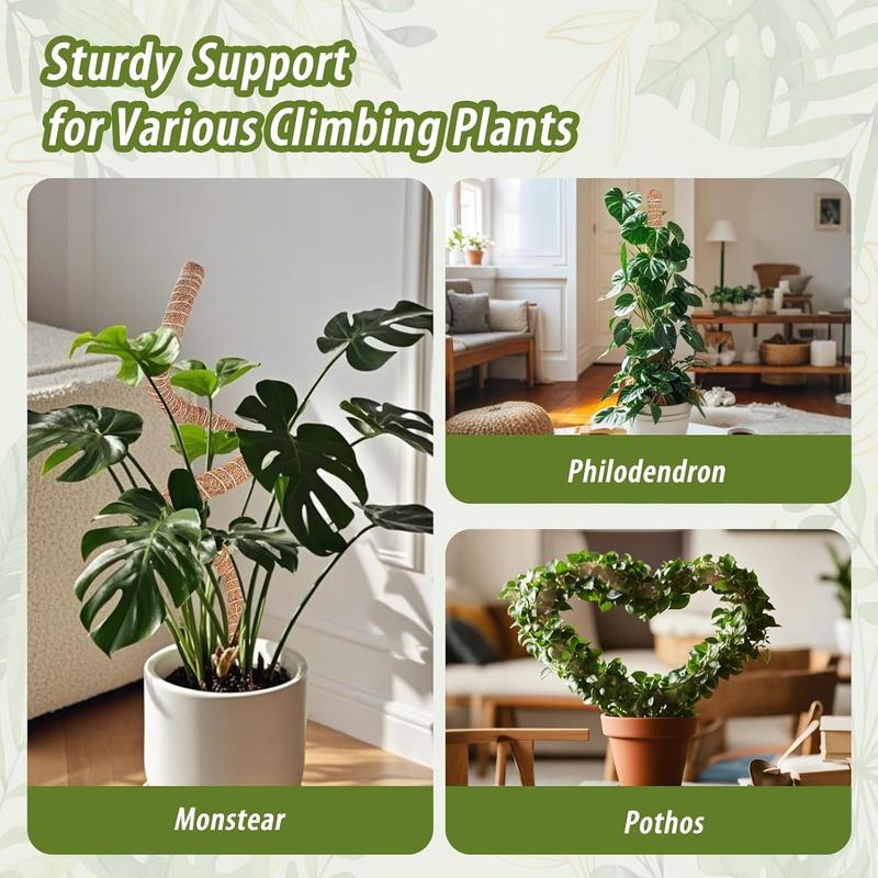 3 Pack Moss Pole, 28" 48" 63" Monstera Plant Support for Climbing Indoor Plants, Bendable Coco Coir Plant Support Stakes for Potted Plants, Pothos, Philodendron