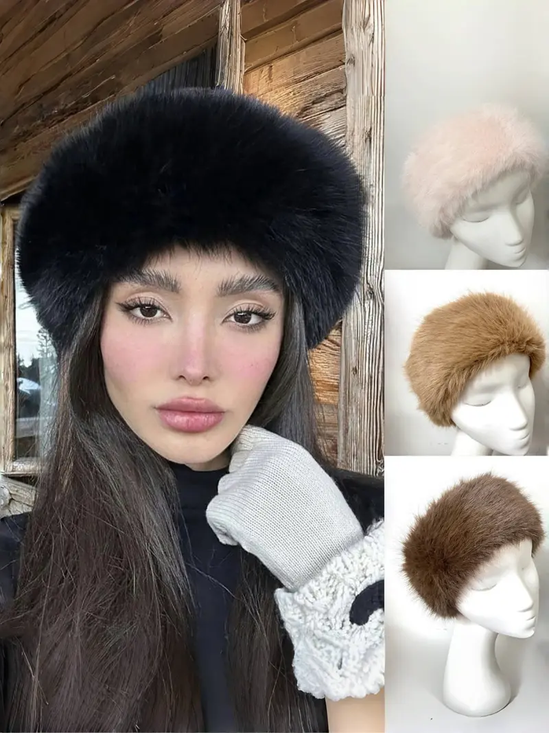 Cozy Faux Fur Headband Earmuffs Hat Womens Faux Fur Headband Winter Earwarmer Earmuff Hat Ski  main image 4