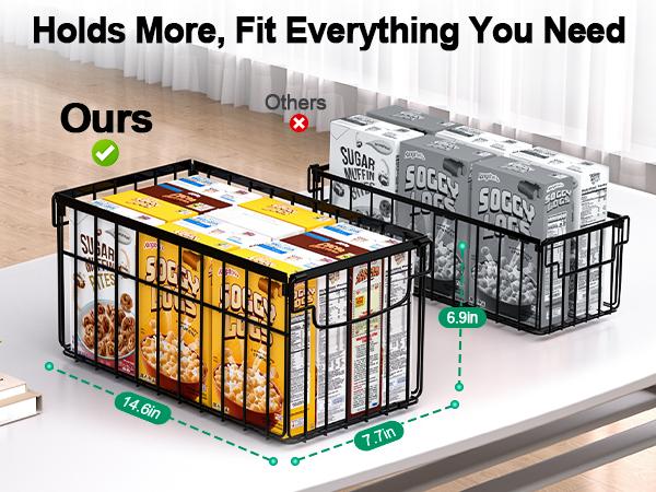 StowCraft Upgraded Freezer Organizer Bins 4 Pack MAX Capacity Stackable Baskets for 5/7 Cu.FT Deep Freezers Sturdy Rust-Proof Metal 15.1"x8"x7" Airflow-Friendly Cooling Foldable Handles Open Wire Design