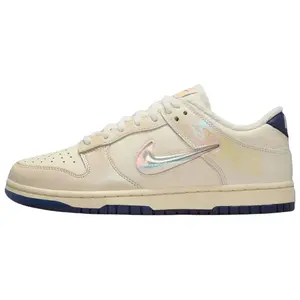 Nike Dunk Low 'Soft Pearl' Women's Round Toe Laces All Seasons Casual Shoes with Smooth Leather & Soft Pearl Suede Overlays