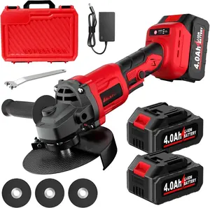 Cordless Angle  Kit, 4-1/2" Power Angle Grinders with 2 * 4.0Ah  & 12000RPM Brushless , Metal  with  Wheels, Electric  Tool Set for , Grinding