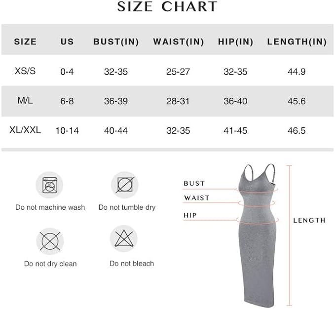 FeelinGirl Shapewear Dress Women Tummy Control Bodycon Dress Built in Bra Full Dress Seamless Body Shaper for Women Fabric Fit Womenswear