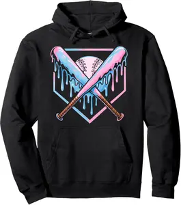 Baseball Ice Cream Dripping Baseball Drip Sports Catcher PulloverYouth Boys  Hoodie Cotton Fabric
