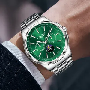 LOEGSINS Genuine Swiss Men’s Multifunction Automatic Mechanical Watch, Waterproof, Luminous, Tourbillon, Ultra-Thin Dedicated Men’s Watch [Free Genuine Leather Strap] Model L6.921.6.635