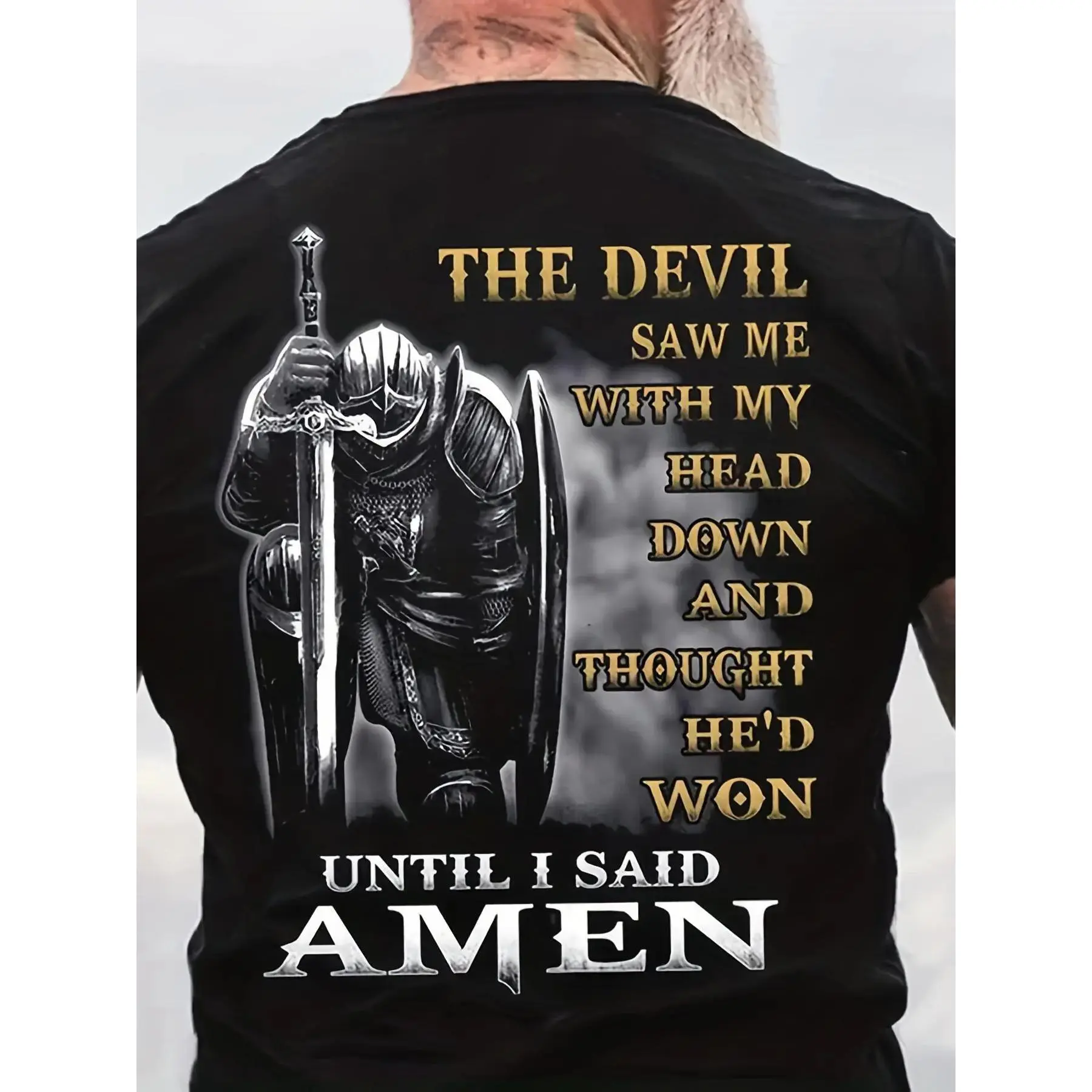 Men's T-Shirt T-Shirt Graphic T-Shirt Letter Templar Cross Crew Neck Black 3D Print Plus Size Street Casual Short Sleeve Print Clothing Basic Retro Fashion Designer