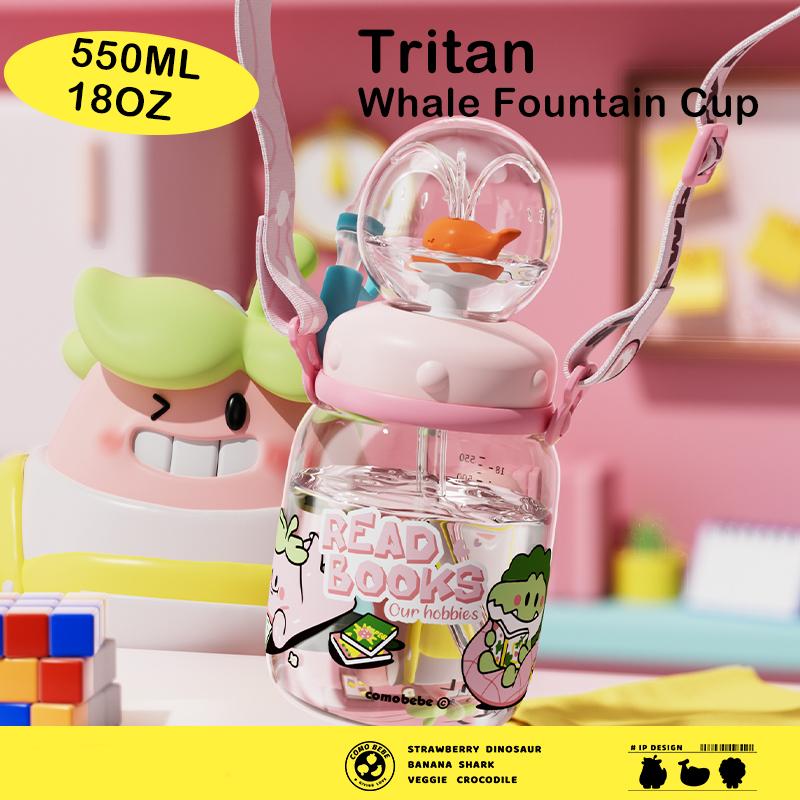 【COMOBEBE】18oz Tritan Sippy Cup – Whale Spray Design, BPA-Free, Spill-Proof, Dishwasher Safe, Fun for everyone Bottle Drinkware