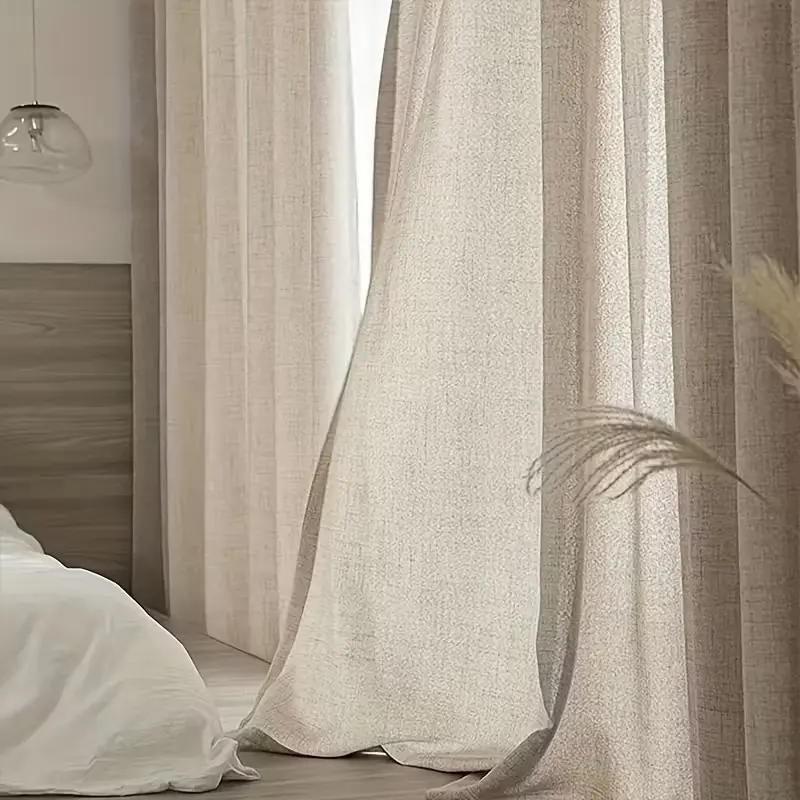 1pc Vintage Fashion Simple Japanese Sheer Curtain, Semi-Transparent Filtering Light, Cozy Atmosphere, Bedroom Living Room Balcony Dining Bathroom Decor