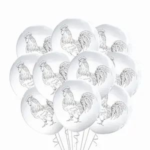 Malayan Products Rooster Balloons Latex 12ct Chicken Party Event Decorations 12in Standard Size Ideal for Birthdays and Theme Parties