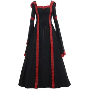 Gothic Victorian Steampunk Dress Women's Elegant Corset Bustier Lace-Up Long Sleeve Ball Gown