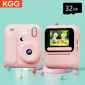 KGG Color Instant Camera ,1080P Thermal Print Toys Camera, 5 Color Printing Camera 32GB ,Print Photo Video Games Music Children Gift,