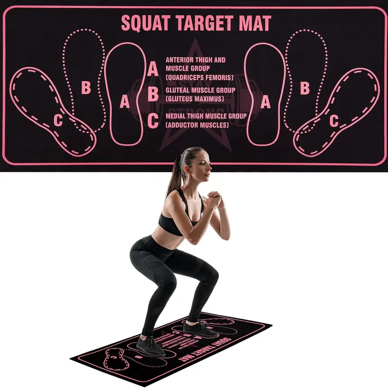 Exercise Mat—Perfect for squats, as well as leg and abdominal workouts; features squat guidance graphics and stance markers, serving as both a squat mat and knee pad; lightweight and portable, suitable for both men and women—embrace a vibrant summer.