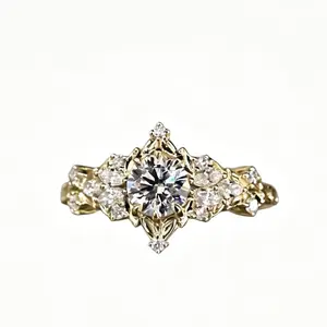 9-K lab-grown diamond, 2 ct;  VVS2-D; six-prong round cut; lab-grown diamond ring. IGI—light luxury, premium feel; versatile for everyday wear; engagement/proposal diamond ring. pwq04461