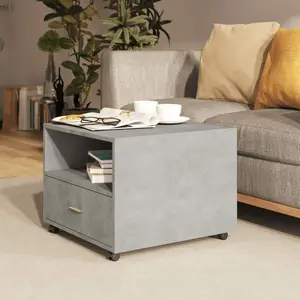 Coffee Table Concrete Gray 21.7"x21.7"x15.7" Engineered Wood