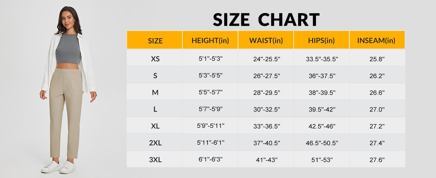 baleaf Womens Travel Pants Lightweight Ankle Dress Pants with Zipper Pockets Golf Pants Stretch Petite Work Bottoms Summer UPF50 Trousers