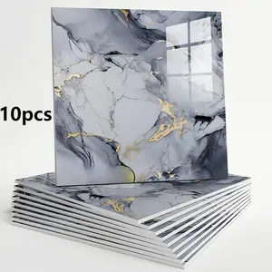 10Pcs Marble Pattern Self-Adhesive Wallpaper, Foam Brick Peel and Stick Wall Panels, Removable Waterproof Wall Sticker for Kitchen & Bathroom, Stylish Vinyl Decor with Realistic Marble Texture