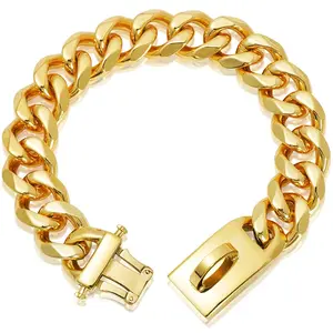 Dog collars 19mm golden god chain collar walking metal chain collar with design secure buckle