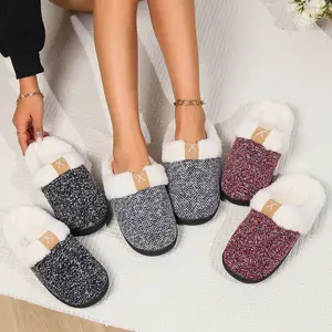 Cotton slippers for women, anti slip cashmere for warmth, monthly slippers for indoor home, cute and fluffy cotton Walking Shoes houseslippers swag Slide Women's Indoor Bedroom Slipper Gift for Women, House Shoe with Anti-Skid Rubber Sole for Ladies