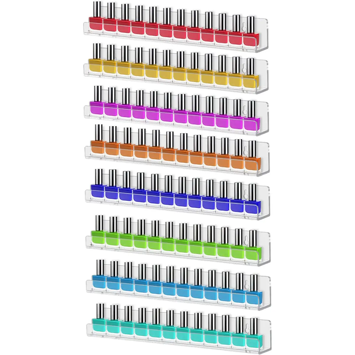 8 Pack Wall Mounted Shelf,Clear Acrylic Nail Polish Organizer Display, Wall Rack Nail Supplies for Nail Techs