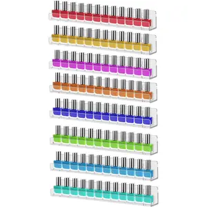 8 Pack Wall Mounted Shelf,Clear Acrylic Nail Polish Organizer Display, Wall Rack Nail Supplies for Nail Techs