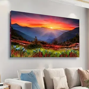 Sunrise Mountain Pattern DIY Diamond Arts Colorful Painting Kit without Frame, DIY 5D Diamond Arts Colorful Painting Kit, Wall Art Decor for Home Room Bedroom