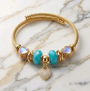 Heart of Gold & Turquoise bangle