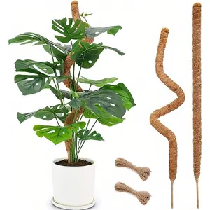 Moss Pole Monstera  Support - 2 Pack 28" Bendable Coco Coir Pole for Indoor Climbing  with  Sticks Support