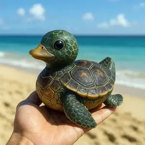 Unusual Turtle Duck Resin Craftsmanship, Home Decor Statue for Living Room Bedroom, Unique Sculpture Desk Decor Ornament, Artistic Figurine, Resin Animal Sculptures