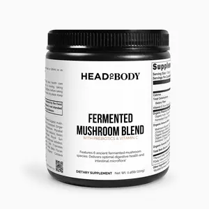 HEADTOBODY Organic Fermented Mushroom Blend with Prebiotic Fiber – Immune Support, Enhanced Bioavailability, Six Mushrooms, Vitamins, and Minerals – Gluten-Free, Non-GMO, Vegan-Friendly, All-Natural Supplement