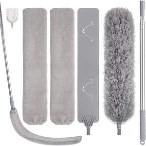 Feather Duster Set 4 Pieces, 30-100 inch Microfiber Retractable Gap Duster for Cleaning Ceilings, Furniture, Refrigerators and Under Sofas