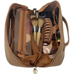 Portable Large Makeup Organizer Bag - Versatile Storage Solution for Cosmetics with Compact Design and Space-Saving Features