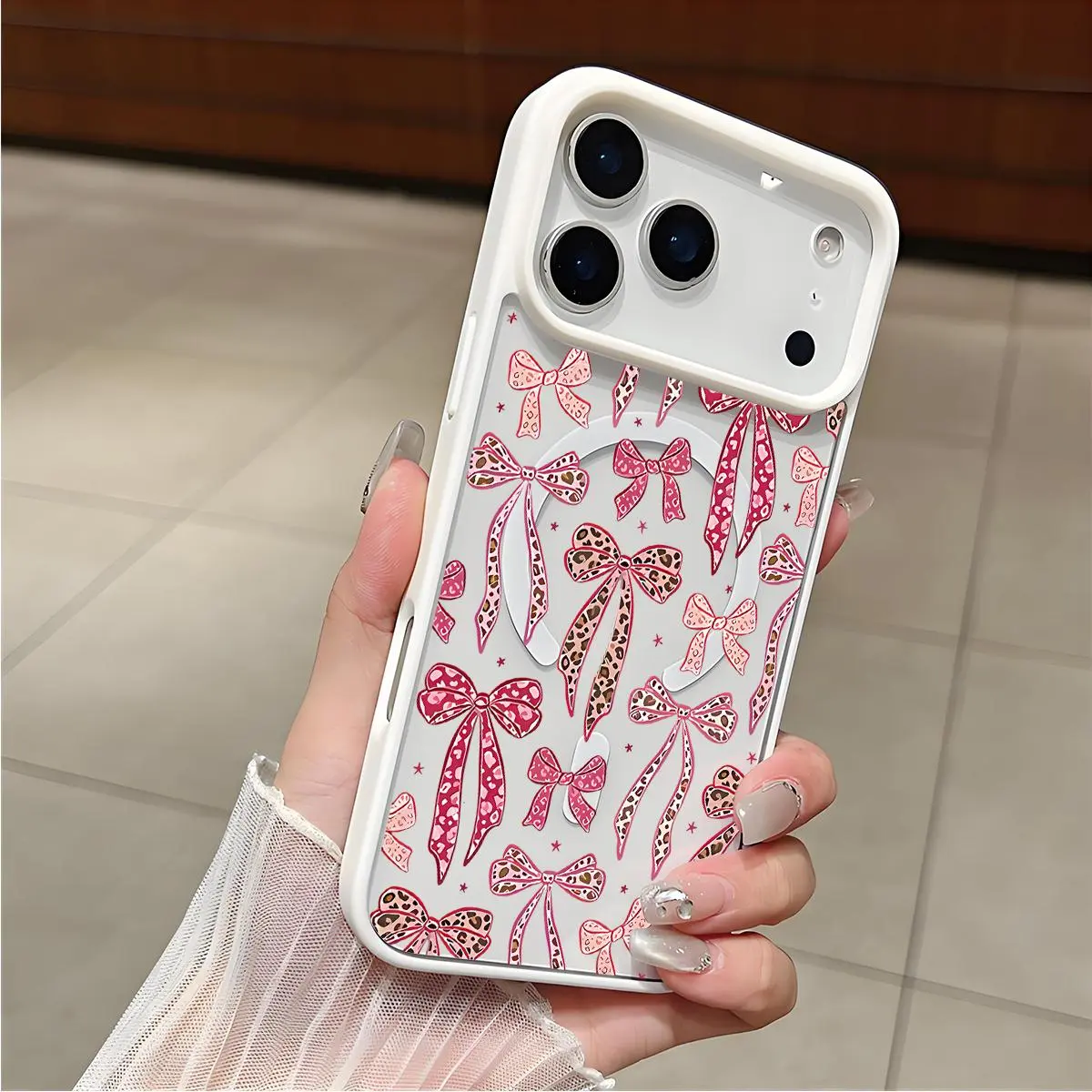 Leopard Bow Pattern Clear Phone Case, Compatible with ilicone Bumper Protective Cover For iPhone 11 12 13 14 15 16 17 Pro Max Plus Aesthetic Cellphone