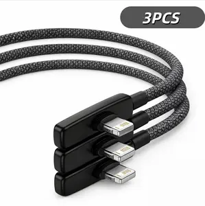 3PCS Right Angle Lightning Cable Fast Charging Braided Durable Cord for Gaming Compatible with iPhone 6-14 Stable Safe Charging No Blocking Hands While Playing for iPhone iPad AirPods 3.3Feet 6.6Feet PD20W/30W USB-C