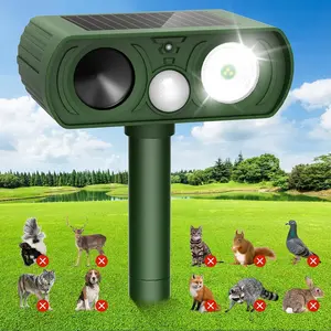Animal Repellent Ultrasonic ，Outdoor Wildlife Repeller, and Flashing Light Outdoor Weatherproof Farm Garden Lawn for Coyote Bird Skunk Snake Raccoon Rabbit Squirrel Cat Dog