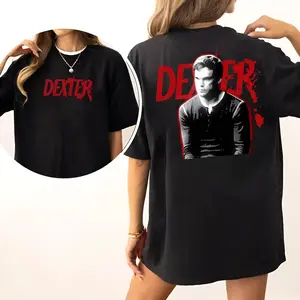 Dexter Morgan 2-Sided T-Shirt, TV Crime Thriller Graphic Tee, Blood Splatter Design, Shirts Men, Casual Streetwear Style, Menswear Men's Top