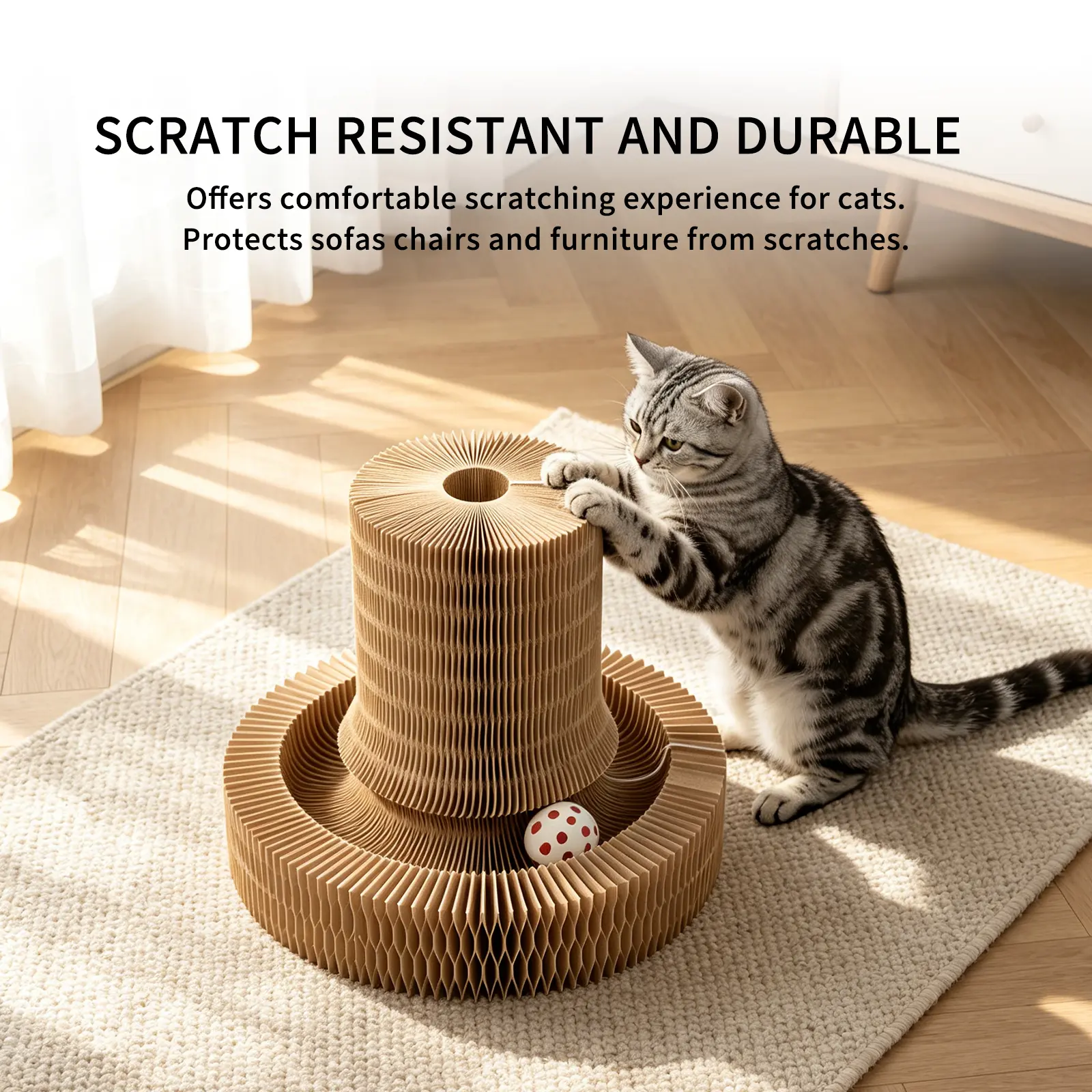 Magic Accordion Cat Scratching Pad, 2-in-1 Pet Supply for Play & Furniture Protection