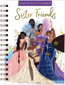 2026 Weekly & Monthly Planner Hardcover, Twin Wire Binding, Tabbed Organizer with Snap Closure (Sister Friends)