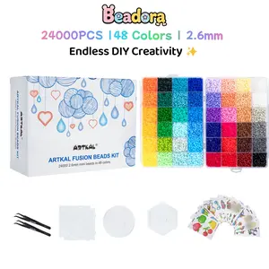 Beadora Mini Fuse Beads Kit 2.6mm – 24000 PCS DIY Craft Set for Kids, Creative Gift with Pegboards, Patterns & Ironing Papers, Perfect for Birthday & Holidays