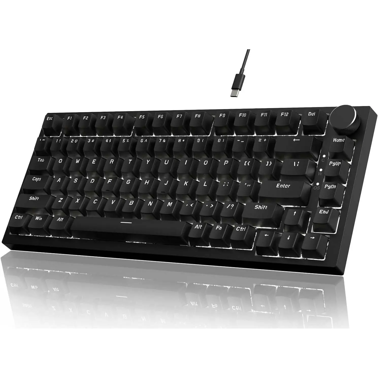 ATTACK SHARK Ajazz AK820 Mechanical Gaming Keyboard with Knob 75% Hot Swappable Type-C Wired Gasket 5-Layer Noise Absorbing Foam White LED Backlit NKRO Linear Red Switch for PC/Win/Mac creamy  Keyboards,summerwins