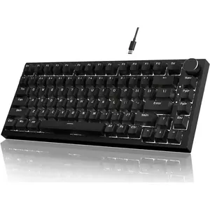 ATTACK SHARK Ajazz AK820 Mechanical Gaming Keyboard with Knob 75% Hot Swappable Type-C Wired Gasket 5-Layer Noise Absorbing Foam White LED Backlit NKRO Linear Red Switch for PC/Win/Mac creamy  Keyboards