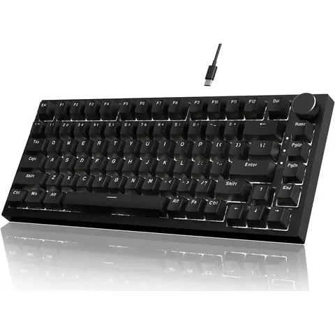 ATTACK SHARK Ajazz AK820 Mechanical Gaming Keyboard with Knob 75% Hot Swappable Type-C Wired Gasket 5-Layer Noise Absorbing Foam White LED Backlit NKRO Linear Red Switch for PC/Win/Mac creamy  Keyboards,summerwins,back to school,back to school shopping ti
